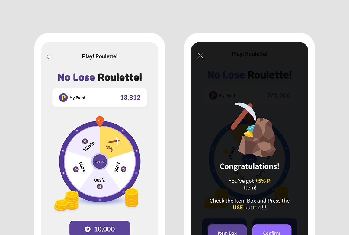 KMPlex Get extra point through “Play roulette without losing!”